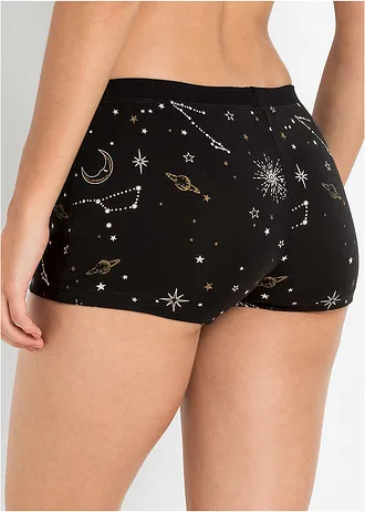 Lot de 4 boxers coton • noir + écru + doré imprimé • Boutique bonprix