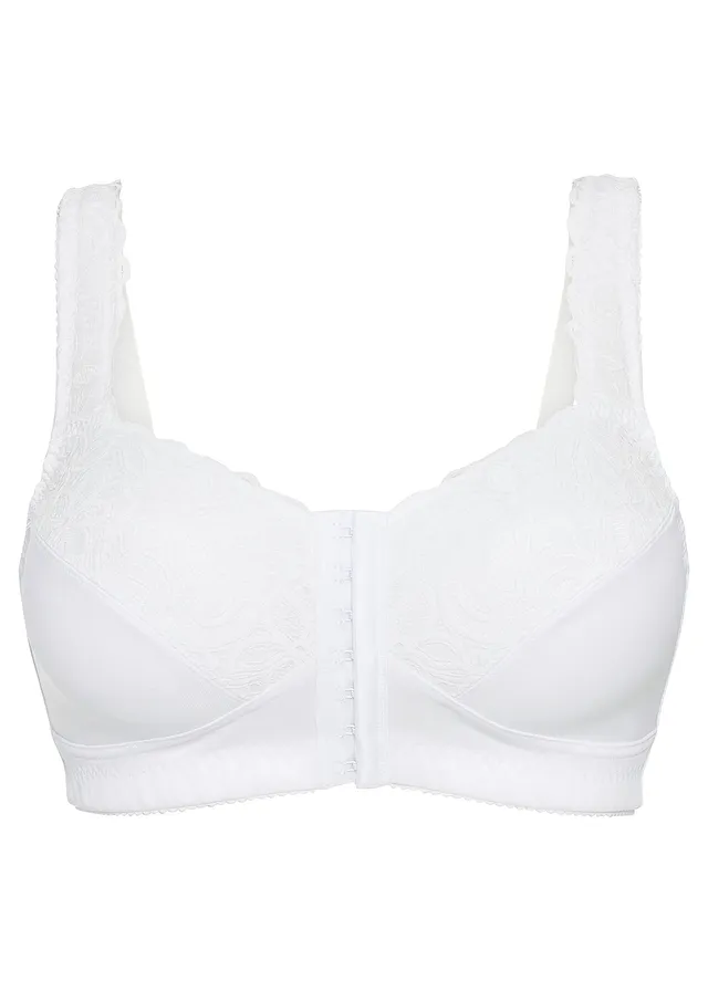Steun bh zonder beugels met sluiting voorop, Kleur: wit