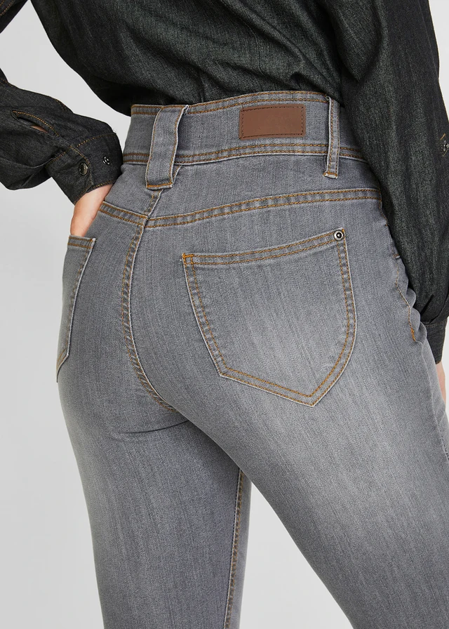High waist comfort stretch jeans, slim fit • grijs denim used • product-page.page-title-suffix
