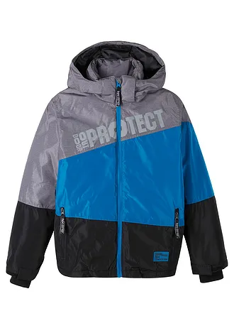 Winterjas in colourblocking met capuchon