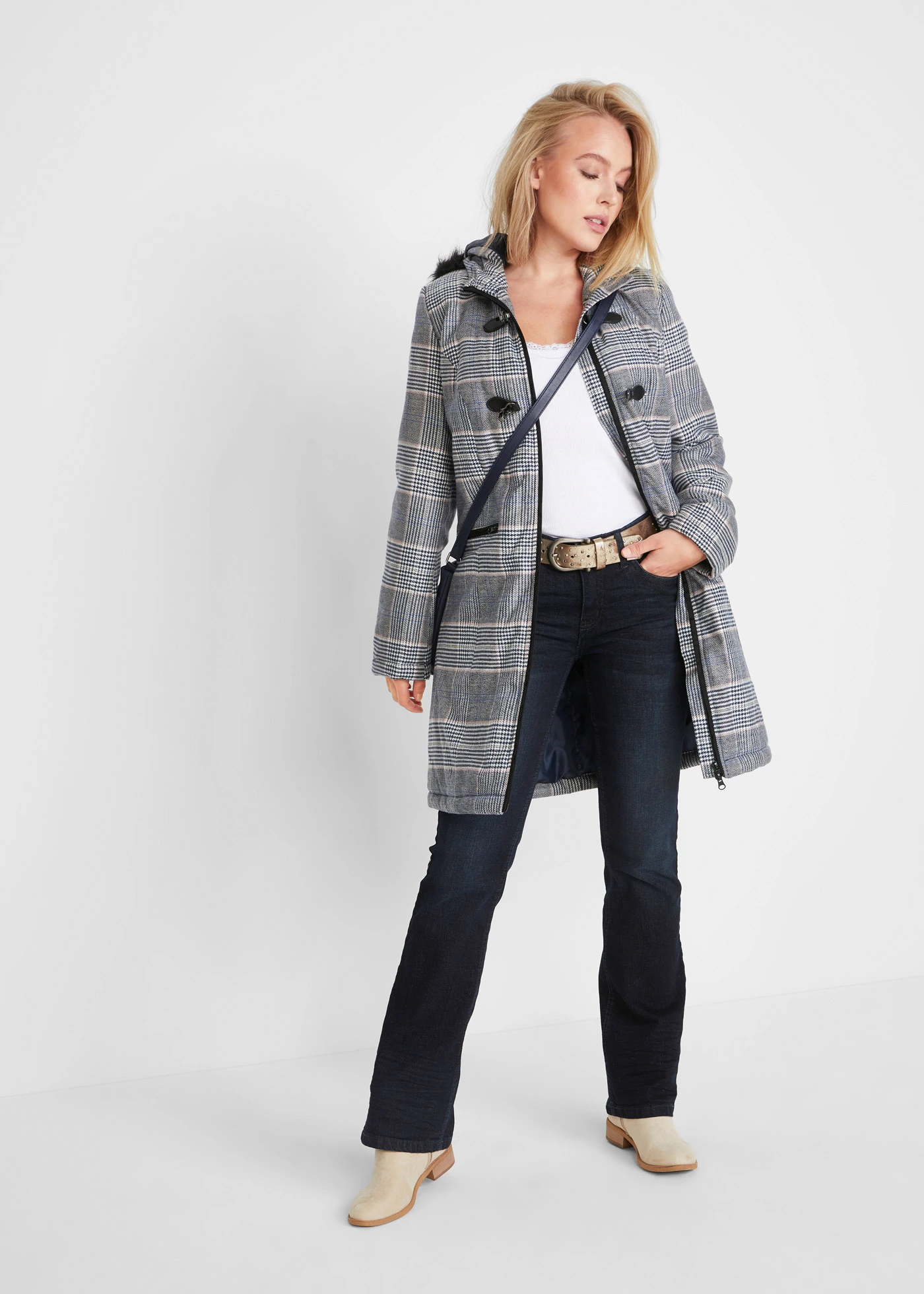 Strečové džíny Bootcut, Mid Waist • tmavě modrý denim used • bonprix obchod