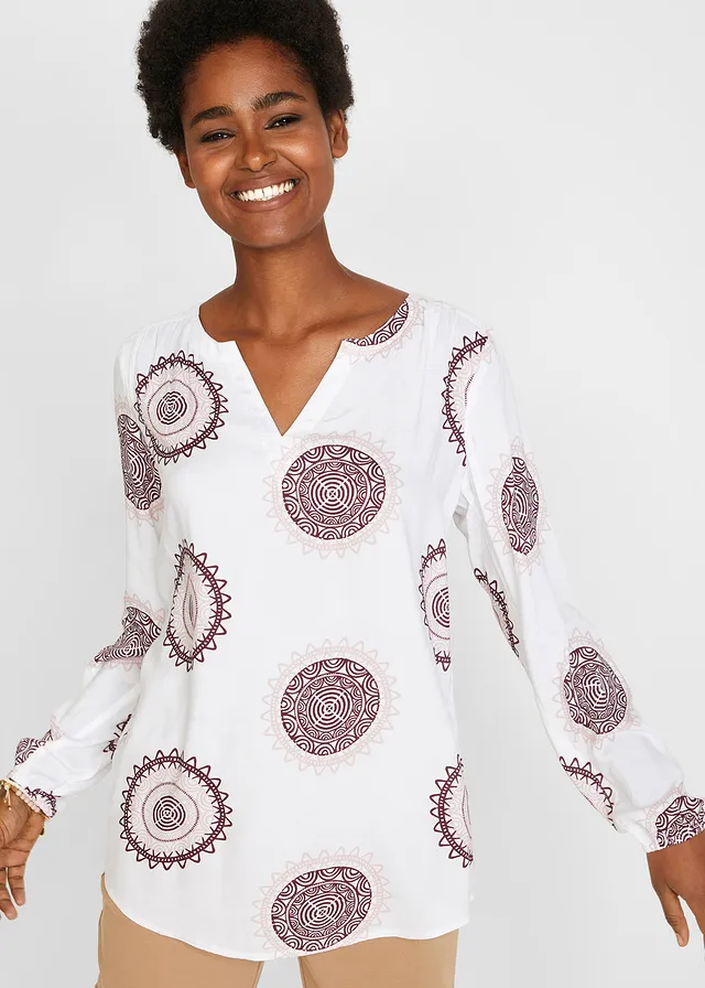 Tuniek met print • wit - esdoornrood gedessineerd • bonprix online shop