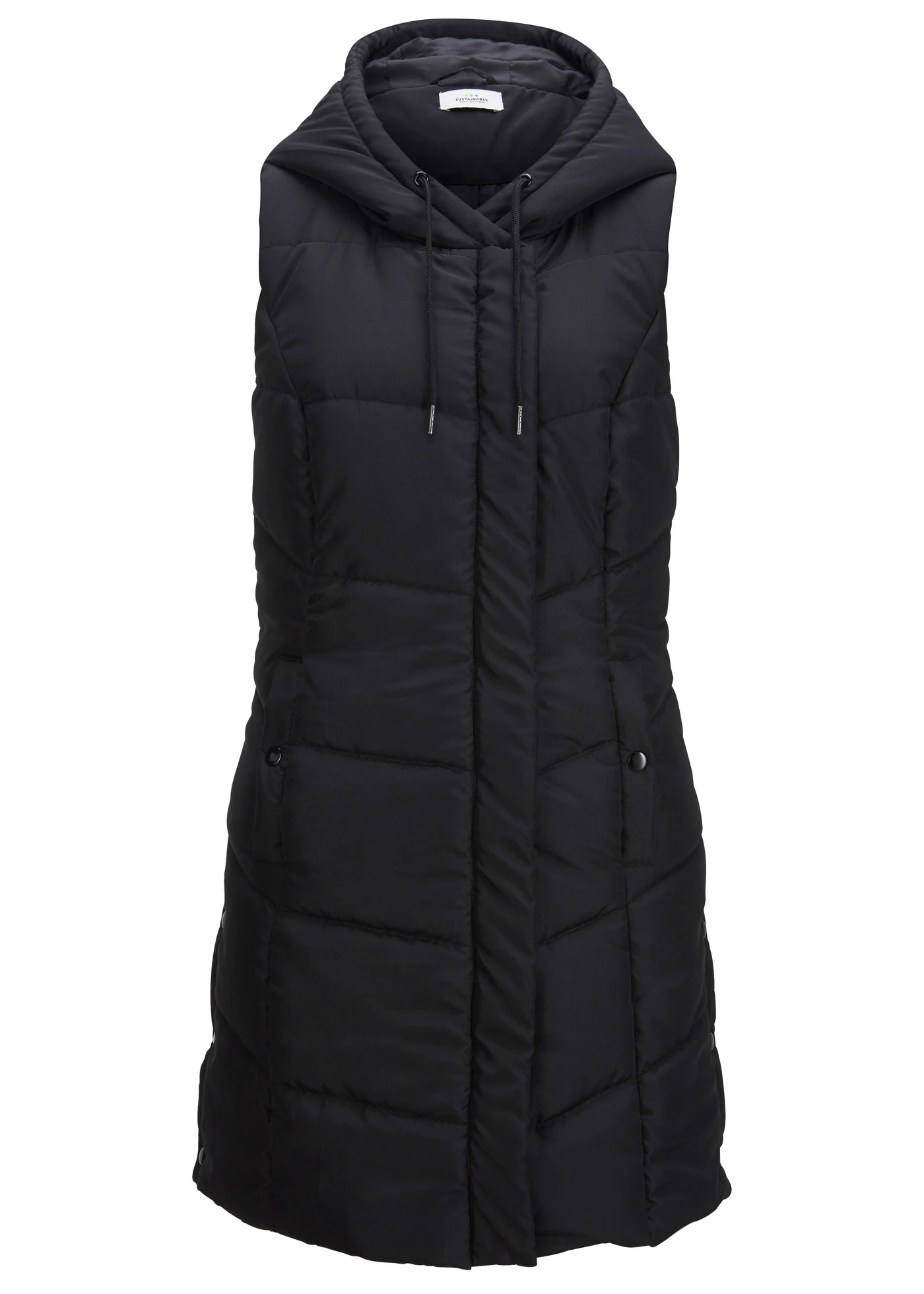 Vestă matlasată, poliester reciclat • negru • magazin bonprix