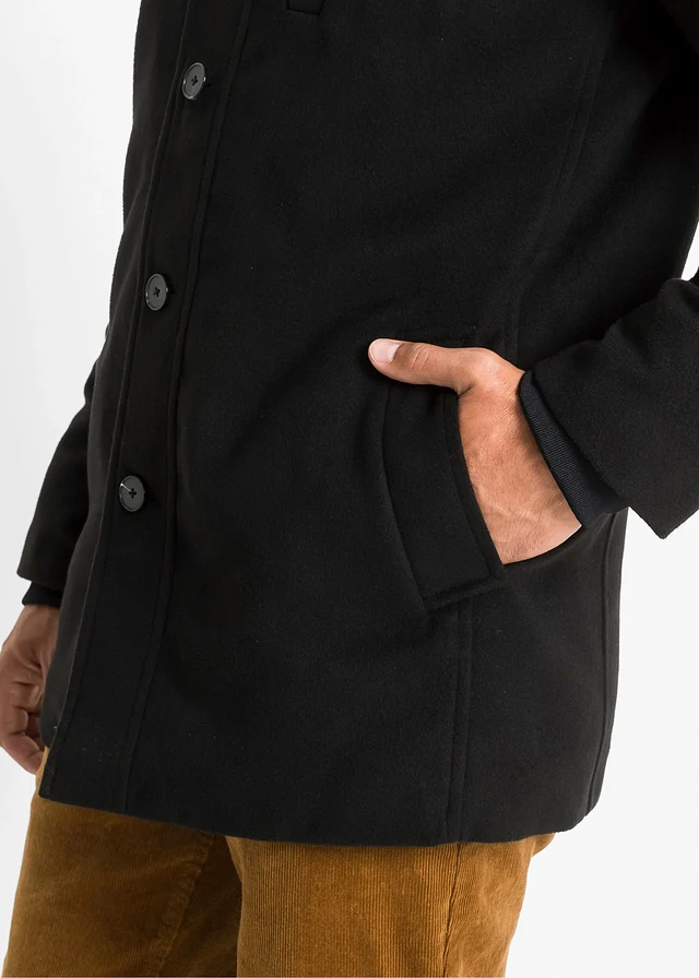 Outdoor jas in wollen look • zwart • product-page.page-title-suffix