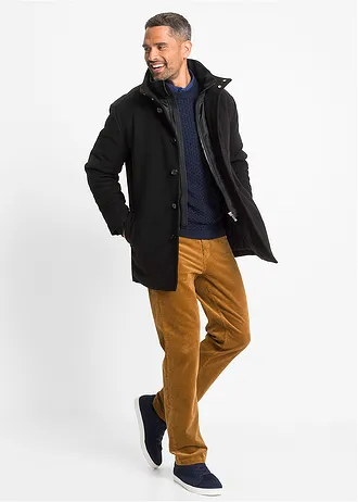 Veste d’hiver aspect laine avec empiècement coupe-vent • noir • Boutique bonprix