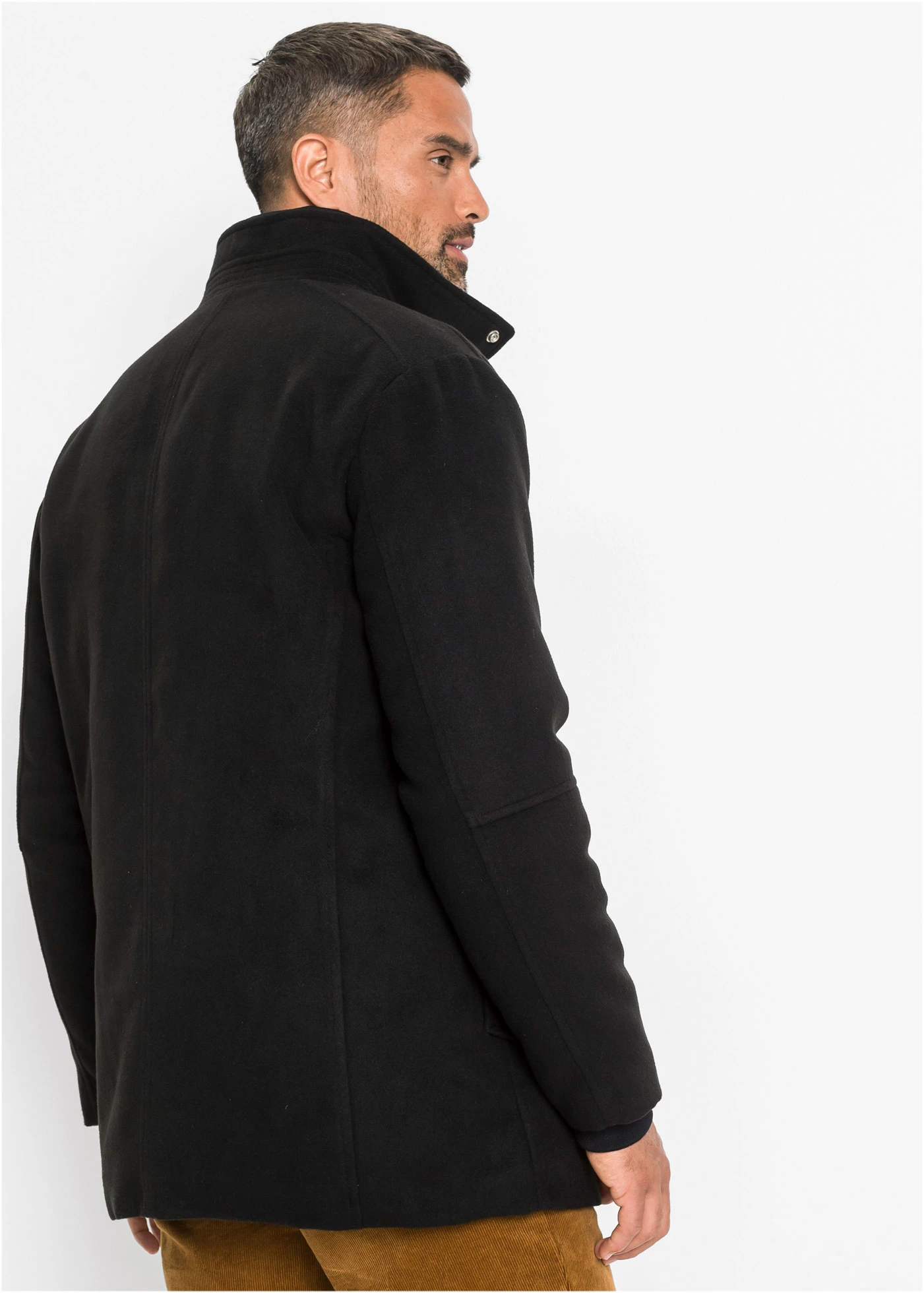 Veste d’hiver aspect laine avec empiècement coupe-vent • noir • Boutique bonprix