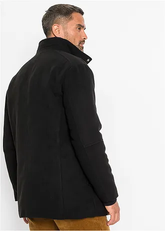 Veste d’hiver aspect laine avec empiècement coupe-vent • noir • Boutique bonprix