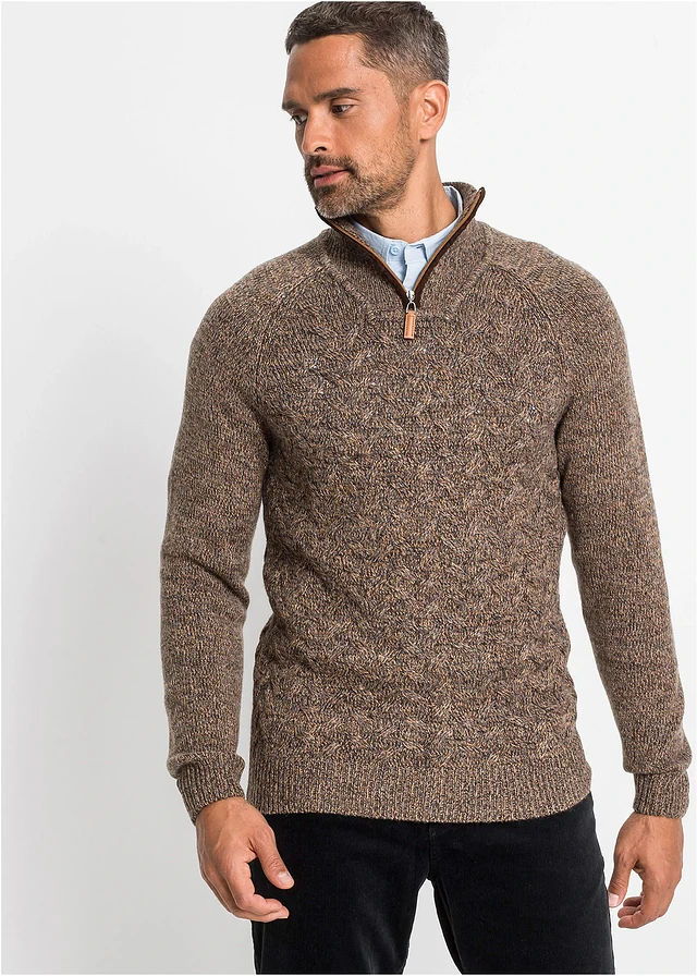 Pull camionneur à torsades • marron chiné • product-page.page-title-suffix