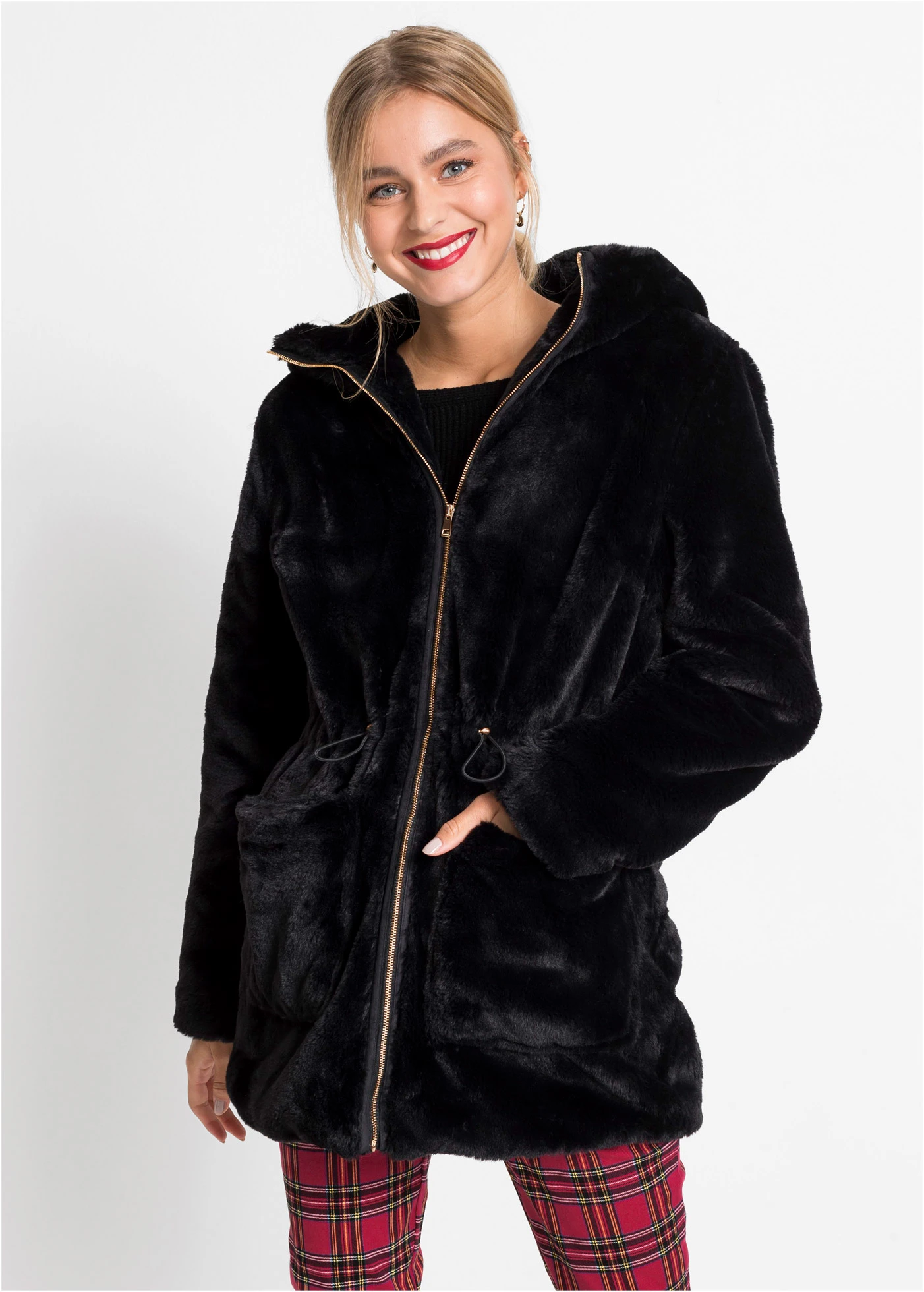 Casual imitatie bontjas • zwart • bonprix online shop