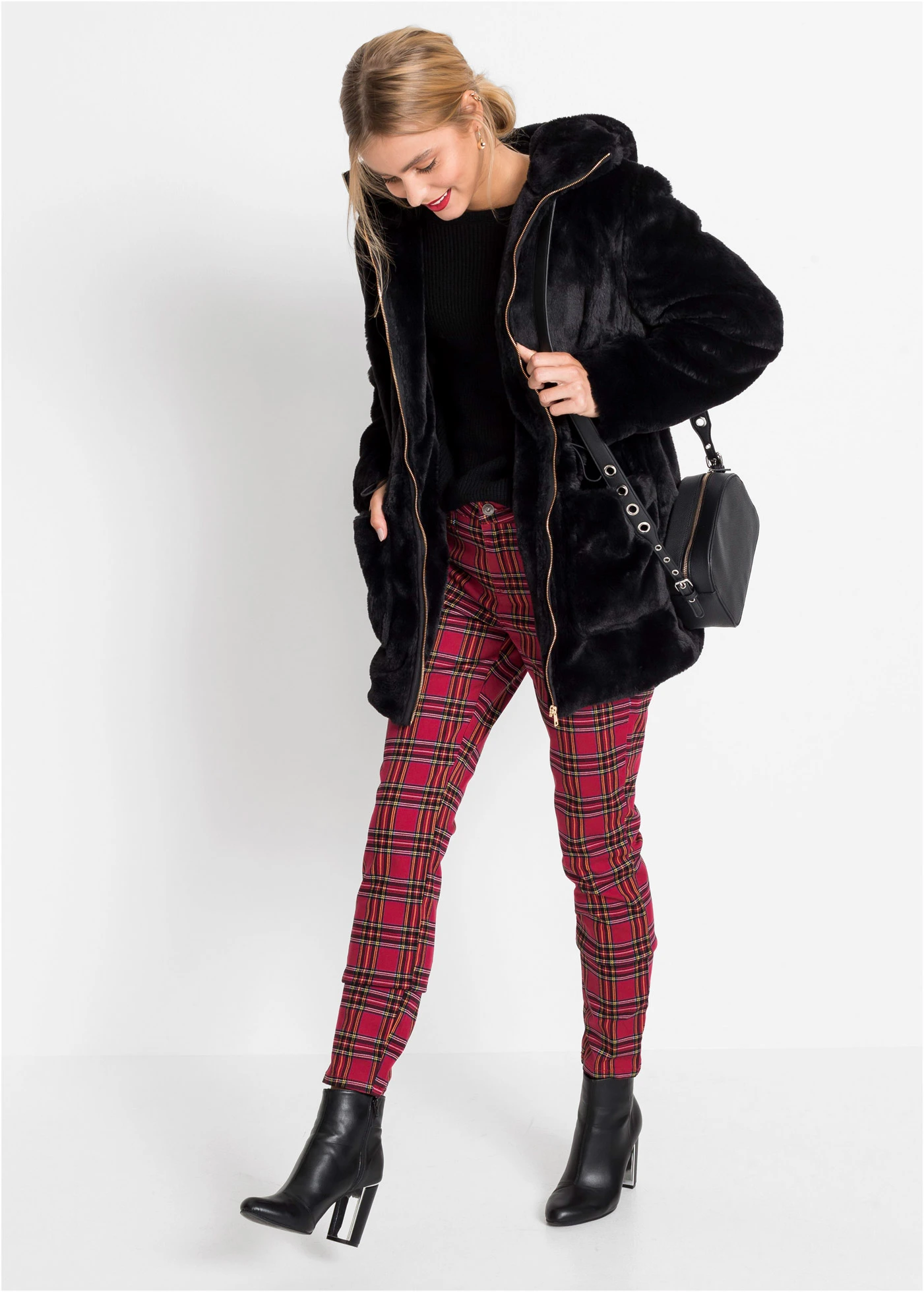 Casual imitatie bontjas • zwart • bonprix online shop