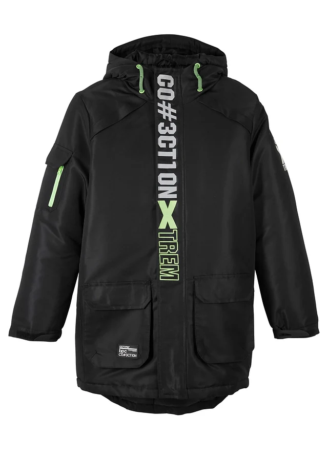 Parka d’hiver à capuche et détails sportifs