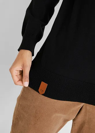 Svetr z jemného úpletu, se širokým límcem • černá • bonprix obchod