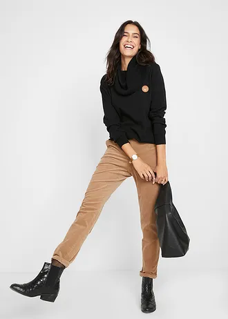 Svetr z jemného úpletu, se širokým límcem • černá • bonprix obchod
