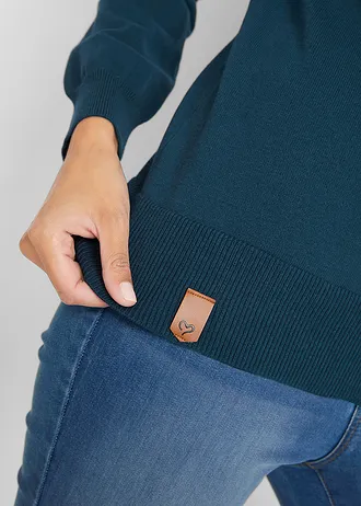 Svetr z jemného úpletu, se širokým límcem • tmavě modrá • bonprix obchod