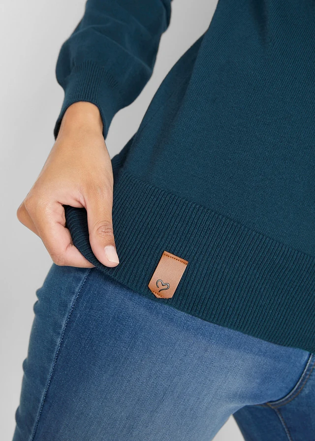 Pull en fine maille à col boule • bleu foncé • product-page.page-title-suffix