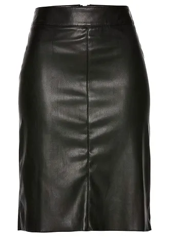 Pouzdrová sukně z umělé kůže • černá • bonprix obchod