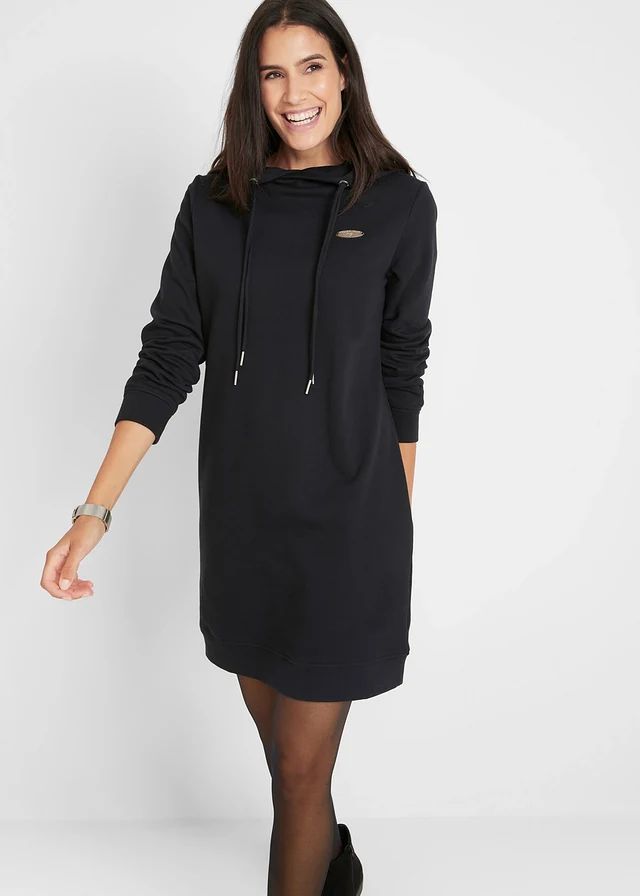 Robe sweat à capuche, Couleur: noir