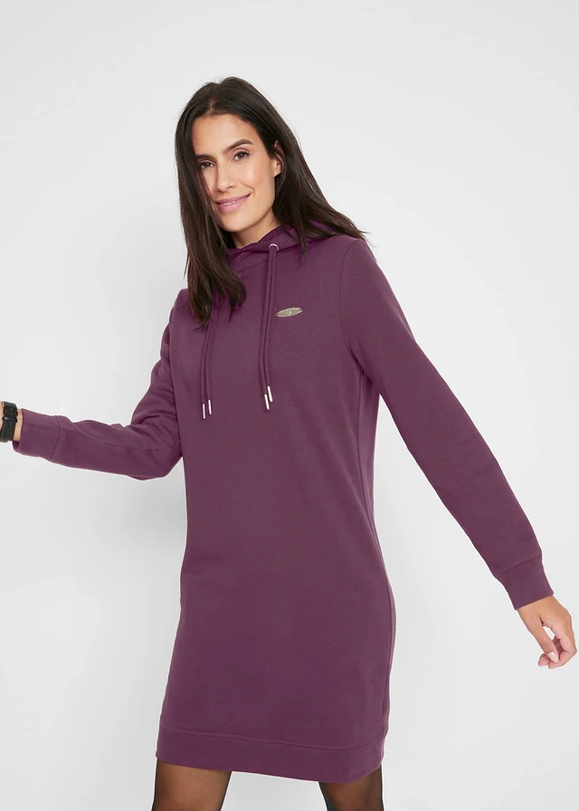 Sweatjurk met capuchon, Kleur: vlierbes