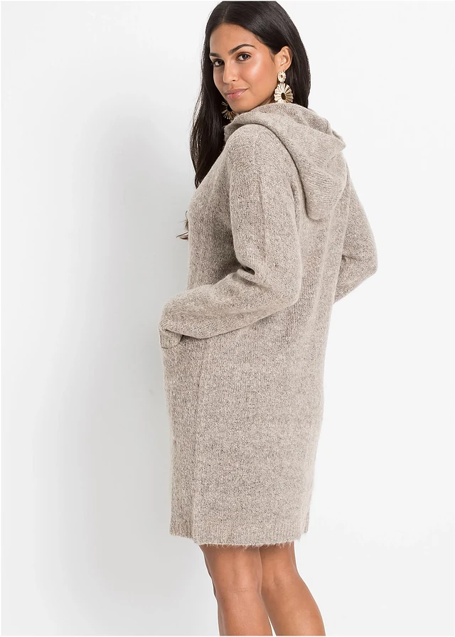 Gilet long en maille, Couleur: beige clair chiné