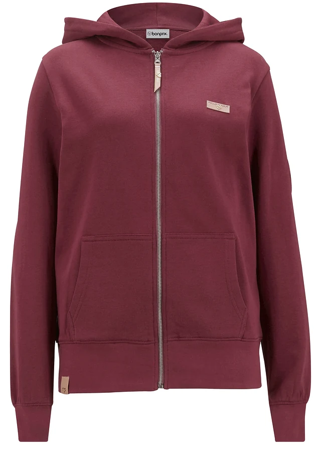 Sweat zippé à capuche, 100% coton