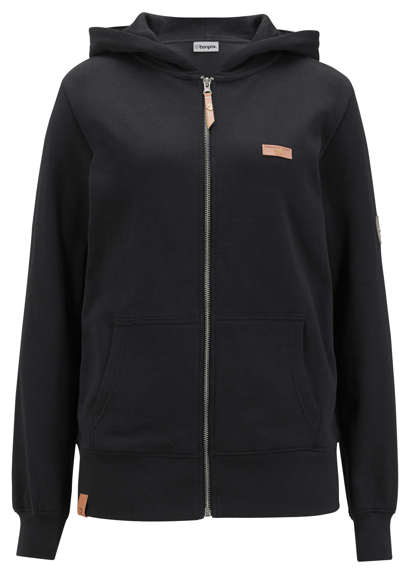 Sweatvest met capuchon van puur katoen • zwart • bonprix online shop