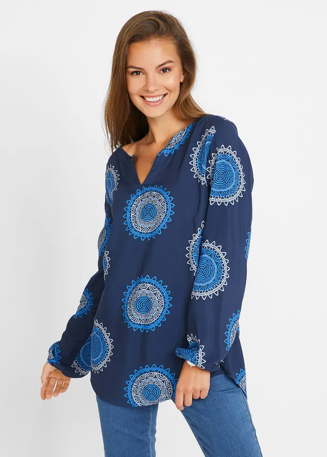 Tuniek met print • donkerblauw gedessineerd • bonprix online shop