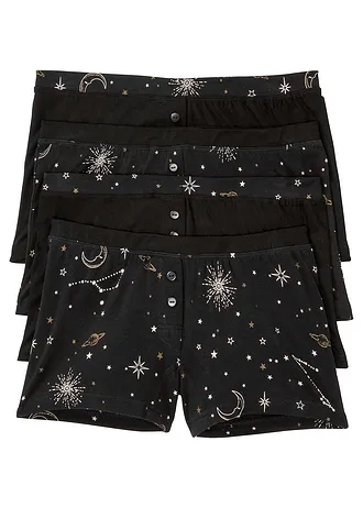 Dames boxer met katoen (set van 4) • zwart+wolwit+goud gedessineerd • bonprix online shop