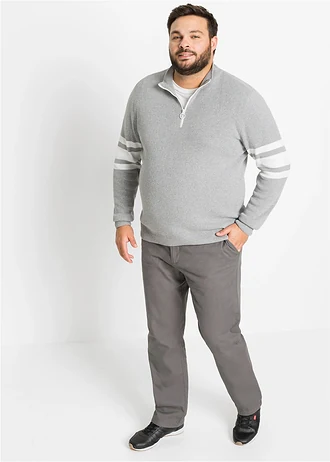 Pull camionneur avec coton, Couleur: gris clair chiné