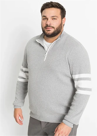 Pull camionneur avec coton, Couleur: gris clair chiné