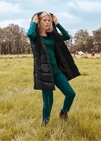 Vestă matlasată, poliester reciclat • negru • magazin bonprix