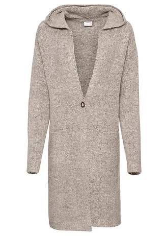 Gilet long en maille, Couleur: beige clair chiné