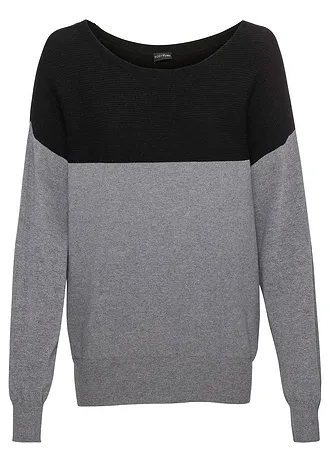 Oversized svetr, barva: černo-šedý melír