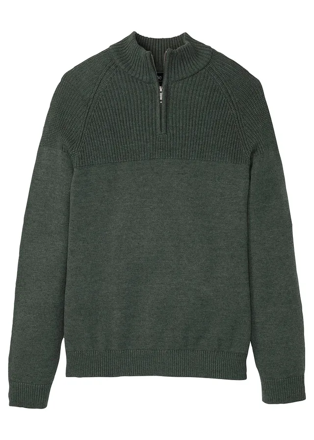 Pulover troyer regular fit • oliv închis melanj • magazin bonprix