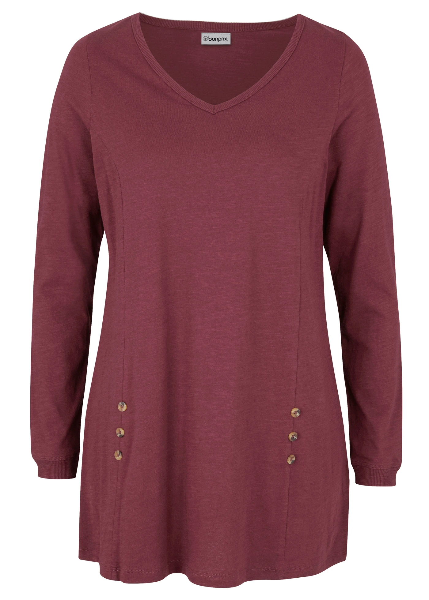 Długa bluzka z czystej bawełny • czerwony klonowy • sklep bonprix