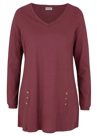 Długa bluzka z czystej bawełny • czerwony klonowy • sklep bonprix