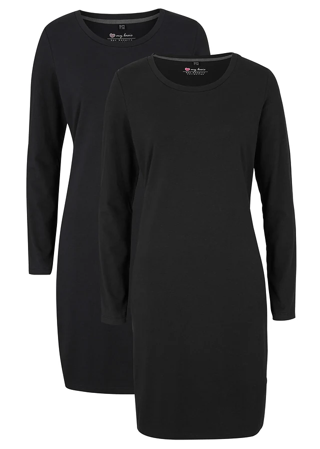 Accentuerende jersey jurk (set van 2)