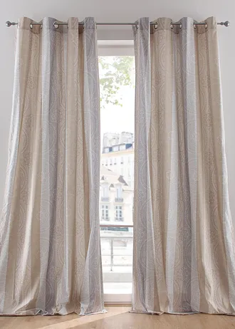 Rideau avec rayures (1 pce) • sable-gris • Boutique bonprix