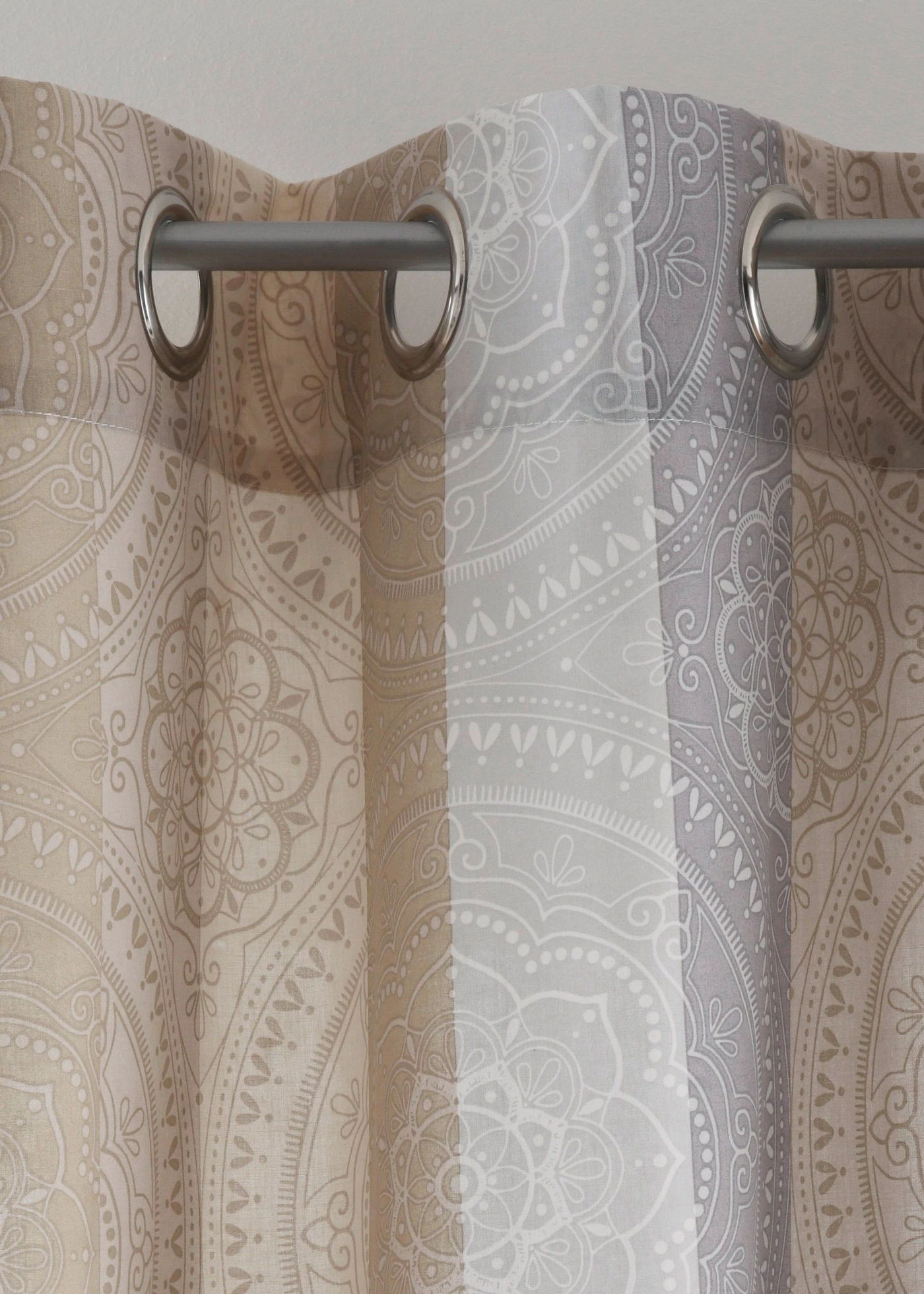 Gordijn met strepen van gerecycled polyester (1 stuk) • sand-grijs • bonprix online shop