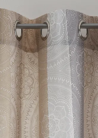 Gordijn met strepen van gerecycled polyester (1 stuk) • sand-grijs • bonprix online shop