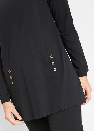 Długa bluzka z czystej bawełny • czarny • sklep bonprix