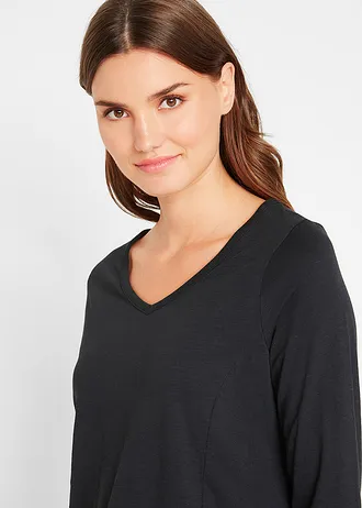 Długa bluzka z czystej bawełny • czarny • sklep bonprix