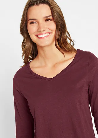 Długa bluzka z czystej bawełny • czerwony klonowy • sklep bonprix