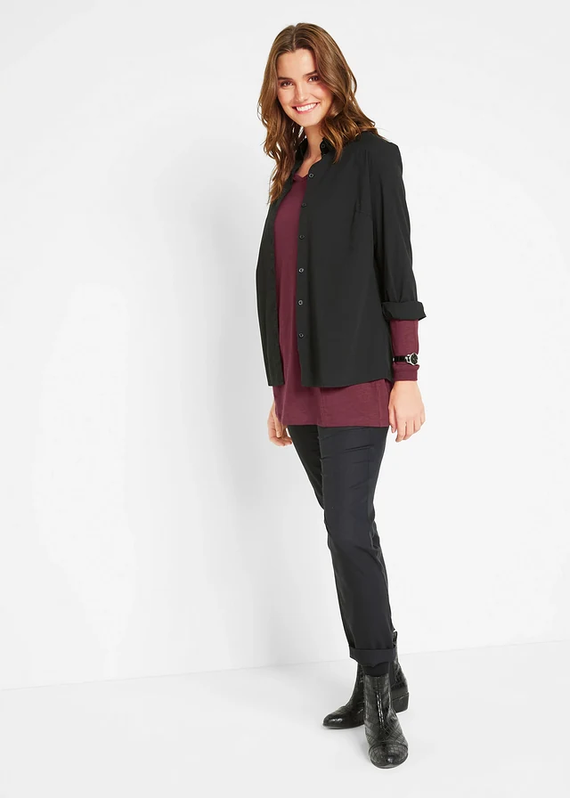 T-shirt long 100% coton, Couleur: rouge érable