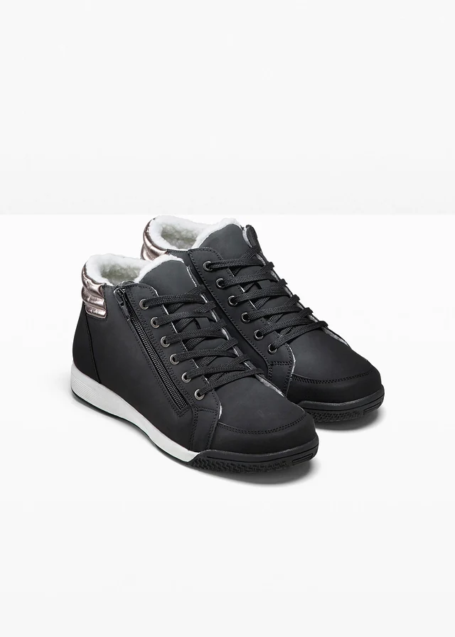 Wysokie sneakersy z zamkiem • czarny • sklep bonprix