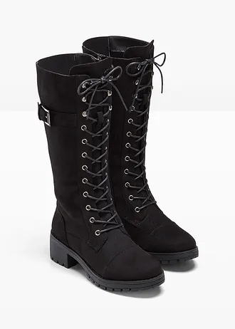 Šněrovací kozačky, barva: černá