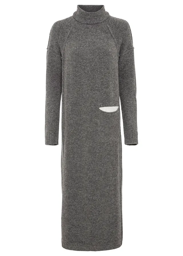 Rochie tricotată cu guler rular