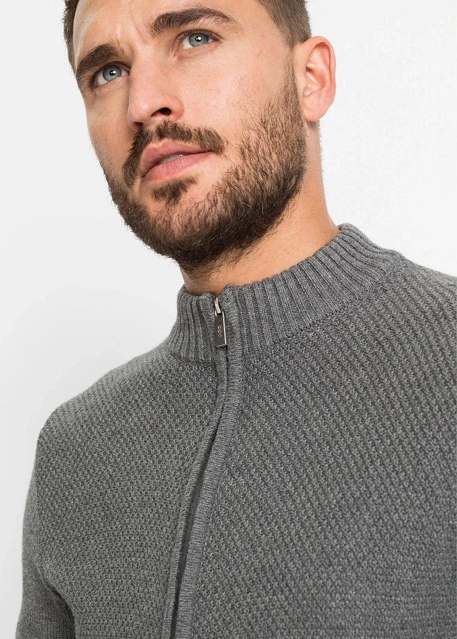 Gilet en fine maille 100% coton • gris chiné • product-page.page-title-suffix
