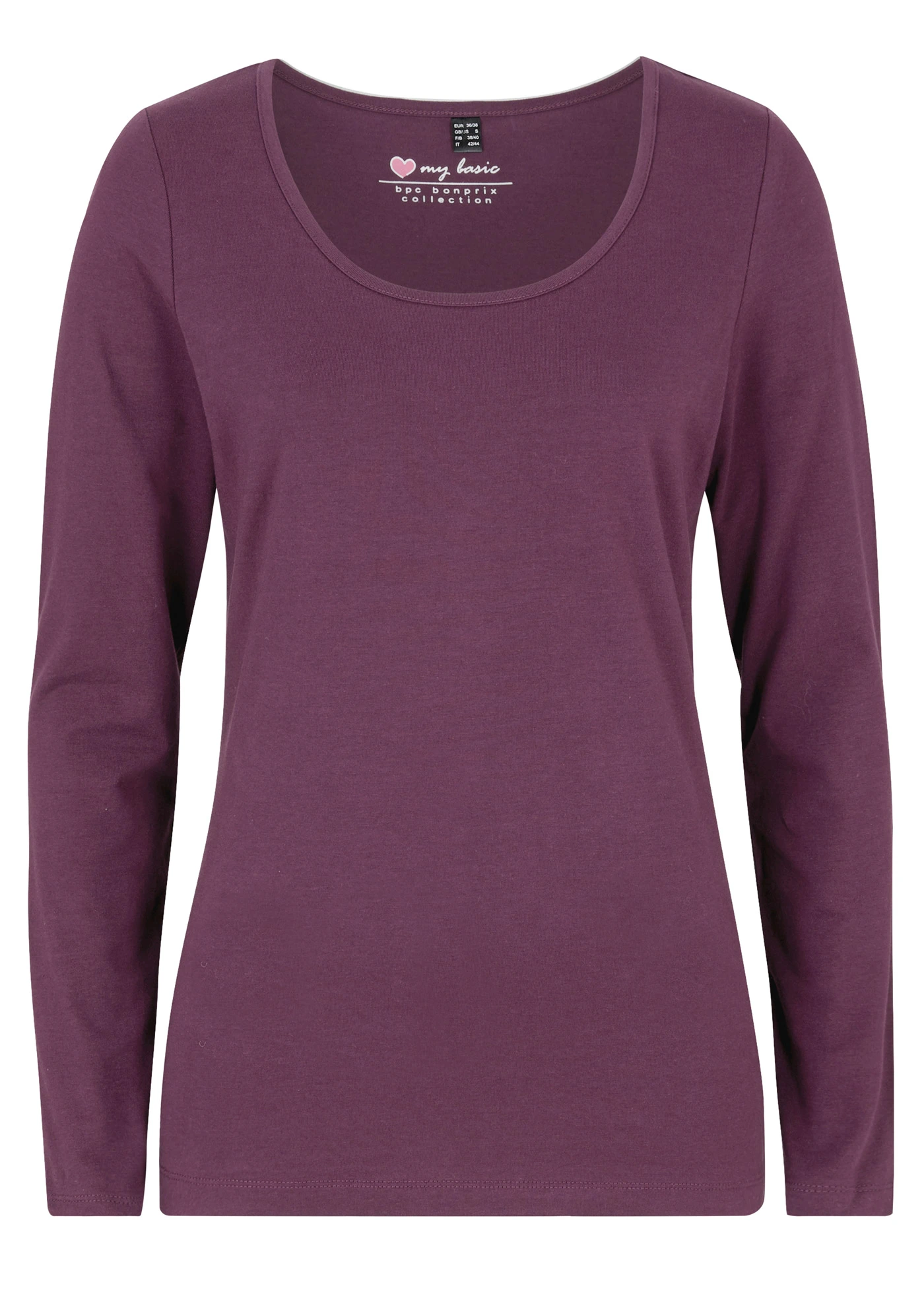 Bluză mulată cu mâneci lungi • mov întunecat • magazin bonprix