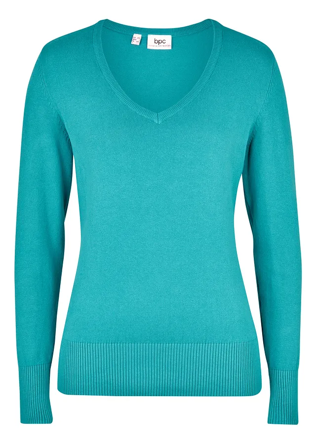 Sweter z cienkiej dzianiny • zielony morski • sklep bonprix