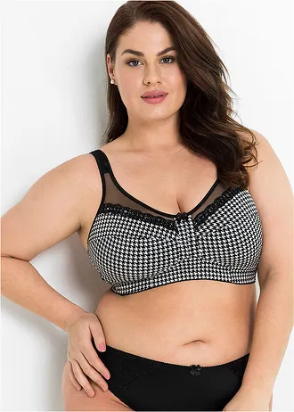 Steun bh zonder beugels met gewatteerde schouderbandjes • zwart/wit gedessineerd plus size • bonprix online shop